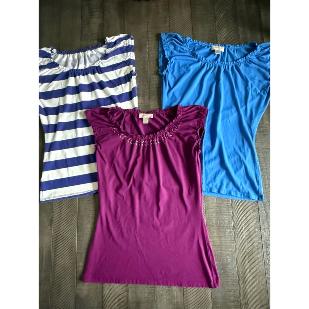 Women's LOFT Tops Size S (Striped, Purple, Blue)
